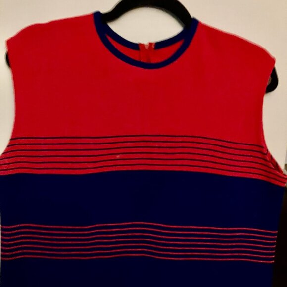 Vintage Red and Navy Sweater Dress - Picture 4 of 5